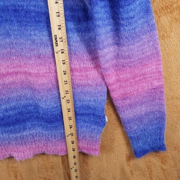 NN07 Sweater Mens Small Blue Pink Stripe Pullover Crew Alpaca Mohair BRADY $250 - Picture 7 of 8